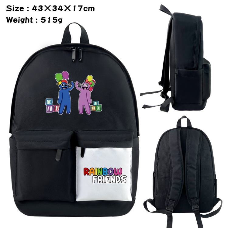 Rainbow friends Anime black and white classic waterproof canvas backpack 43X34X17CM