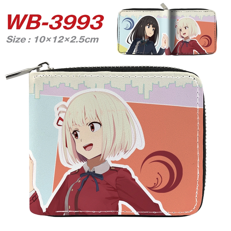 Lycoris Recoil Anime Full Color Short All Inclusive Zipper Wallet 10x12x2.5cm WB-3993A