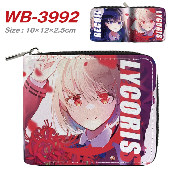 Lycoris Recoil Anime Full Color Short All Inclusive Zipper Wallet 10x12x2.5cm  WB-3992A