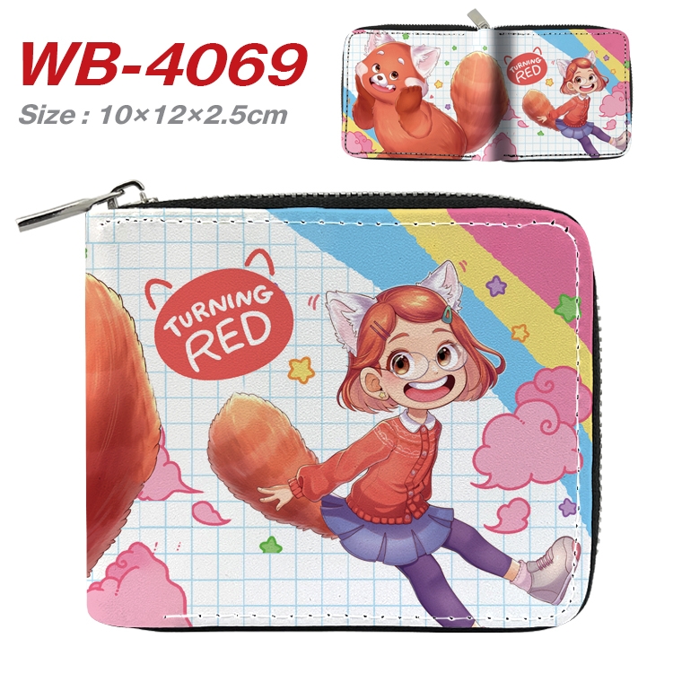 Turning Red Anime Full Color Short All Inclusive Zipper Wallet 10x12x2.5cm WB-4069A