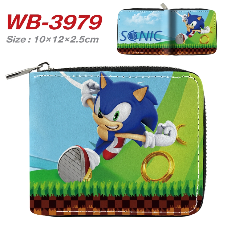 Sonic The Hedgehog Anime Full Color Short All Inclusive Zipper Wallet 10x12x2.5cm WB-3979A