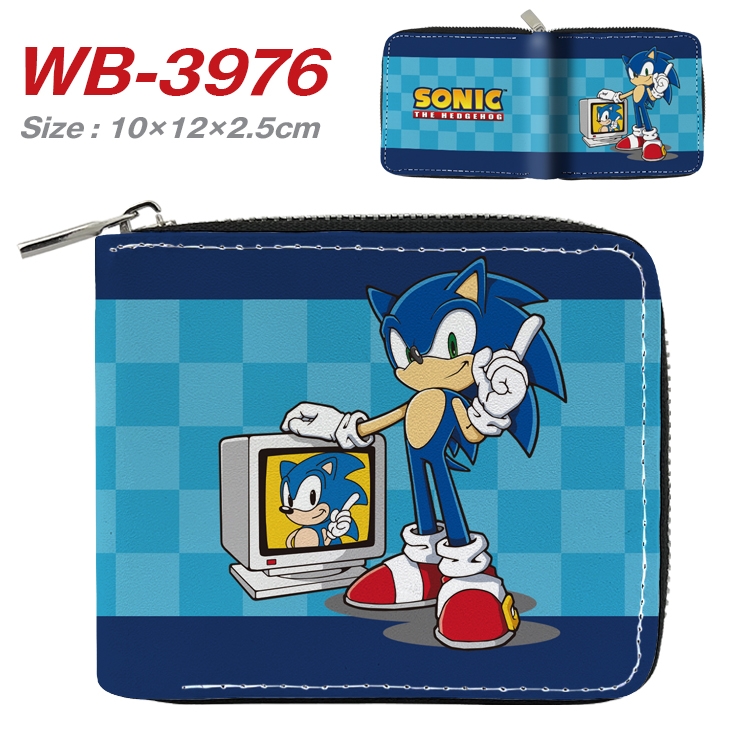 Sonic The Hedgehog Anime Full Color Short All Inclusive Zipper Wallet 10x12x2.5cm WB-3976A