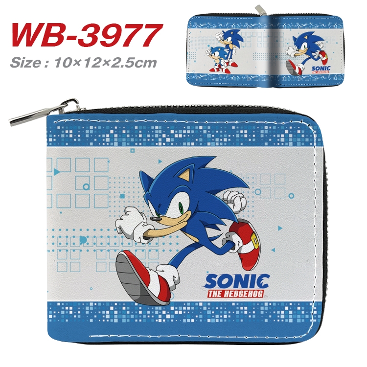 Sonic The Hedgehog Anime Full Color Short All Inclusive Zipper Wallet 10x12x2.5cm WB-3977A