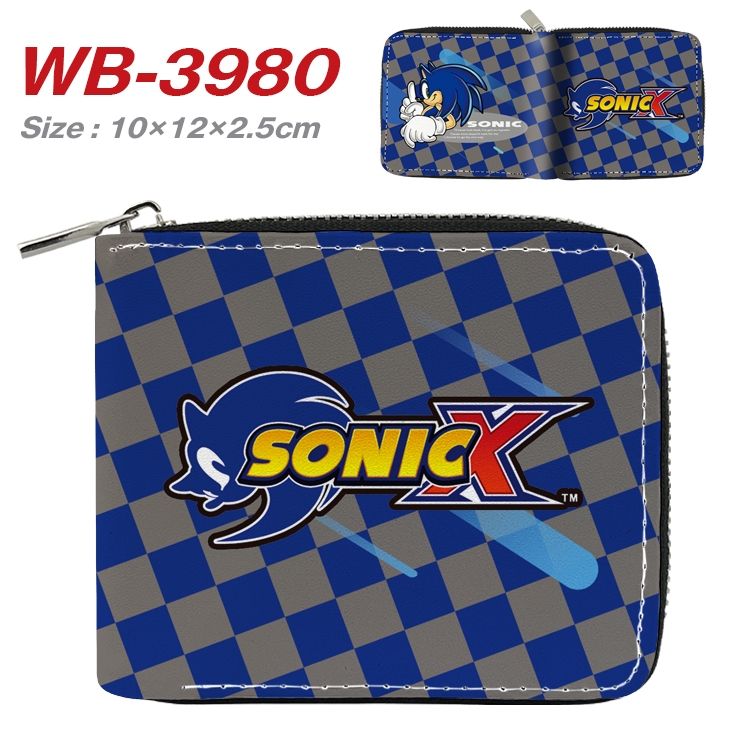 Sonic The Hedgehog Anime Full Color Short All Inclusive Zipper Wallet 10x12x2.5cm WB-3980A