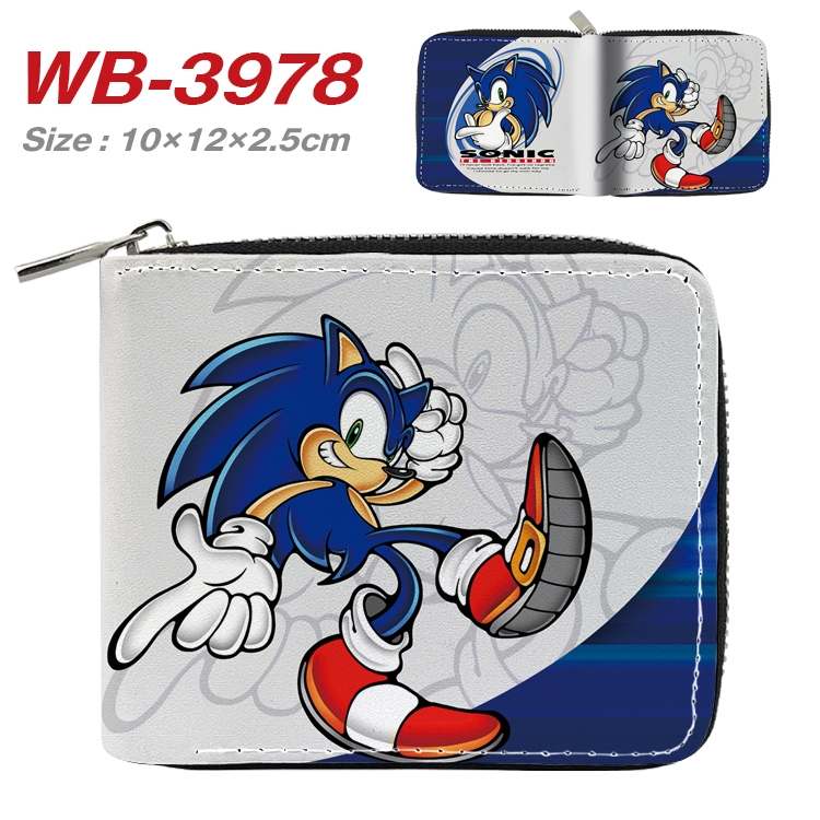 Sonic The Hedgehog Anime Full Color Short All Inclusive Zipper Wallet 10x12x2.5cm WB-3978A