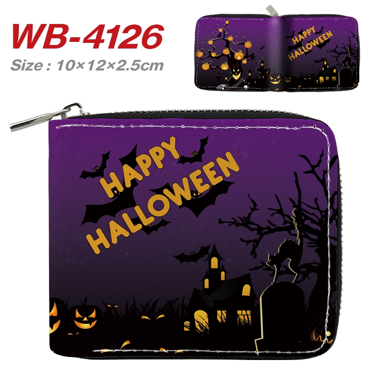 Halloween Full Color Short All Inclusive Zipper Wallet 10x12x2.5cm WB-4126A