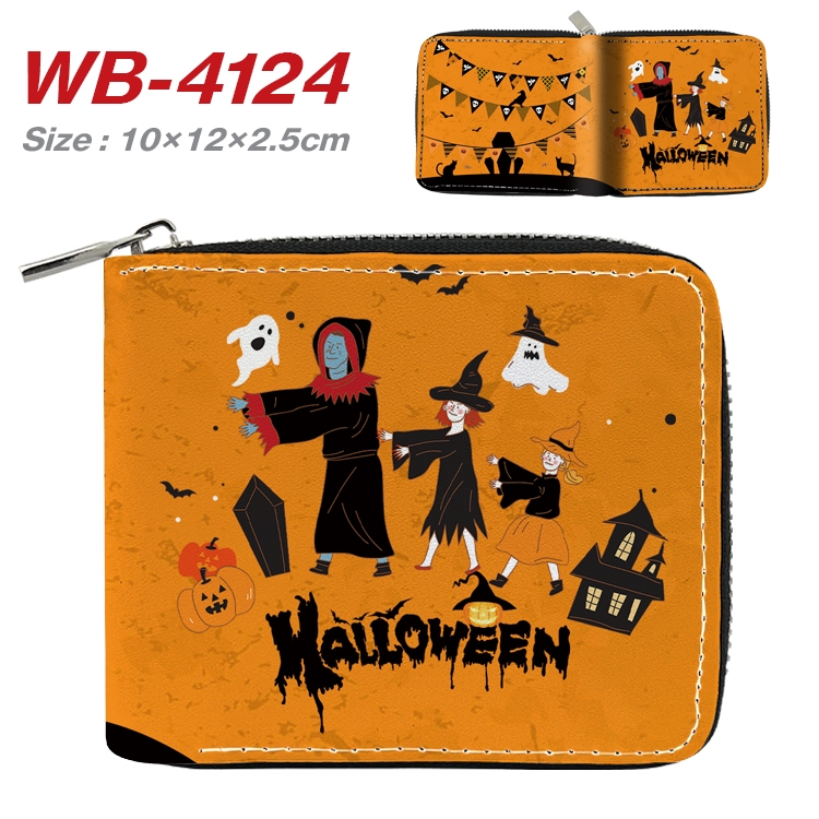 Halloween Full Color Short All Inclusive Zipper Wallet 10x12x2.5cm WB-4124A