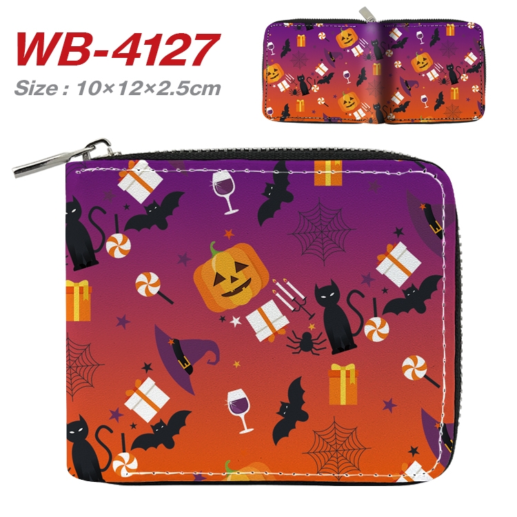 Halloween Full Color Short All Inclusive Zipper Wallet 10x12x2.5cm WB-4127A