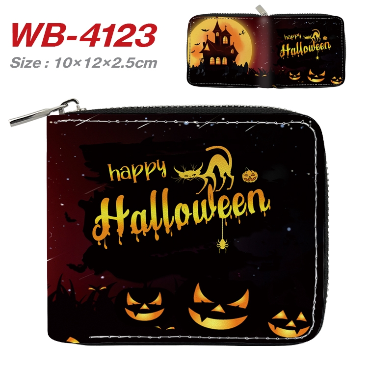 Halloween Full Color Short All Inclusive Zipper Wallet 10x12x2.5cm WB-4123A