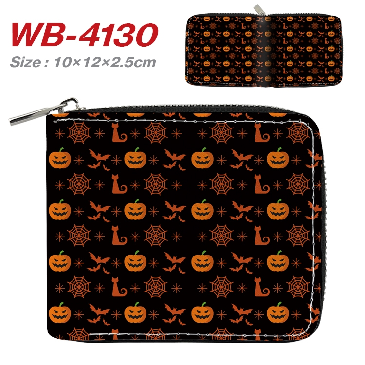 Halloween Full Color Short All Inclusive Zipper Wallet 10x12x2.5cm WB-4130A