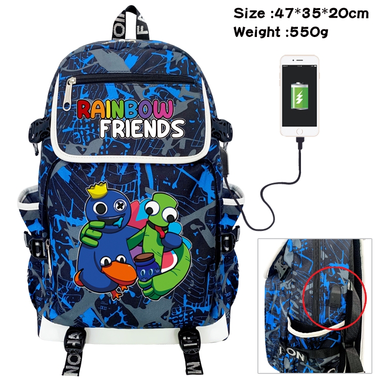 Rainbow friends Camouflage waterproof sail cloth flip backpack student schoolbag 47X35X20CM 550G