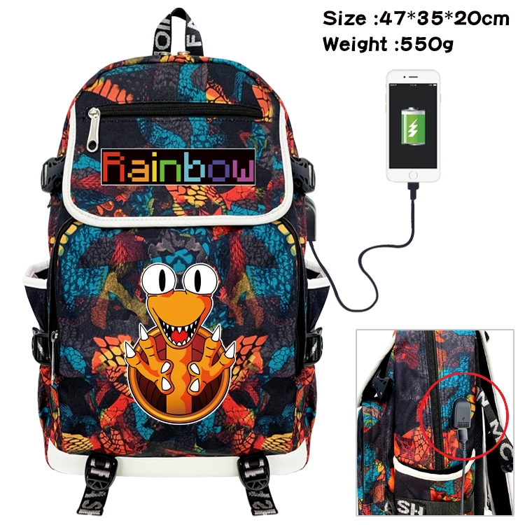 Rainbow friends Camouflage waterproof sail cloth flip backpack student schoolbag 47X35X20CM 550G