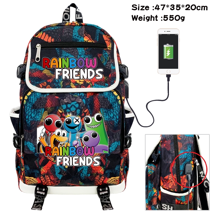 Rainbow friends Camouflage waterproof sail cloth flip backpack student schoolbag 47X35X20CM 550G