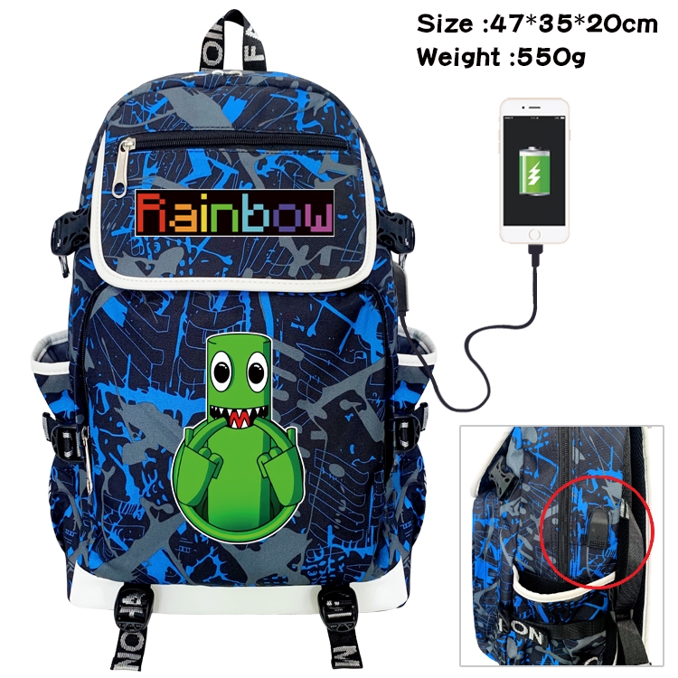 Rainbow friends Camouflage waterproof sail cloth flip backpack student schoolbag 47X35X20CM 550G