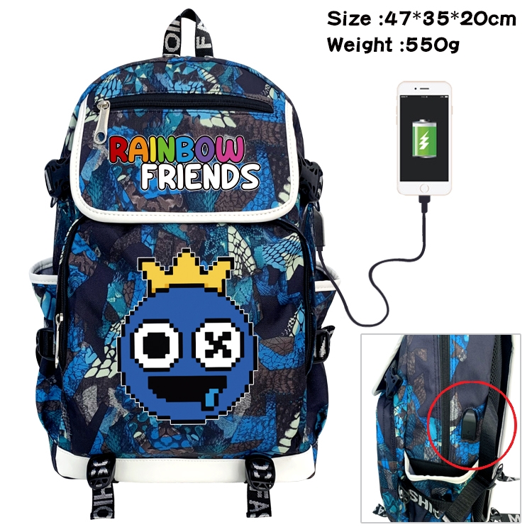 Rainbow friends Camouflage waterproof sail cloth flip backpack student schoolbag 47X35X20CM 550G