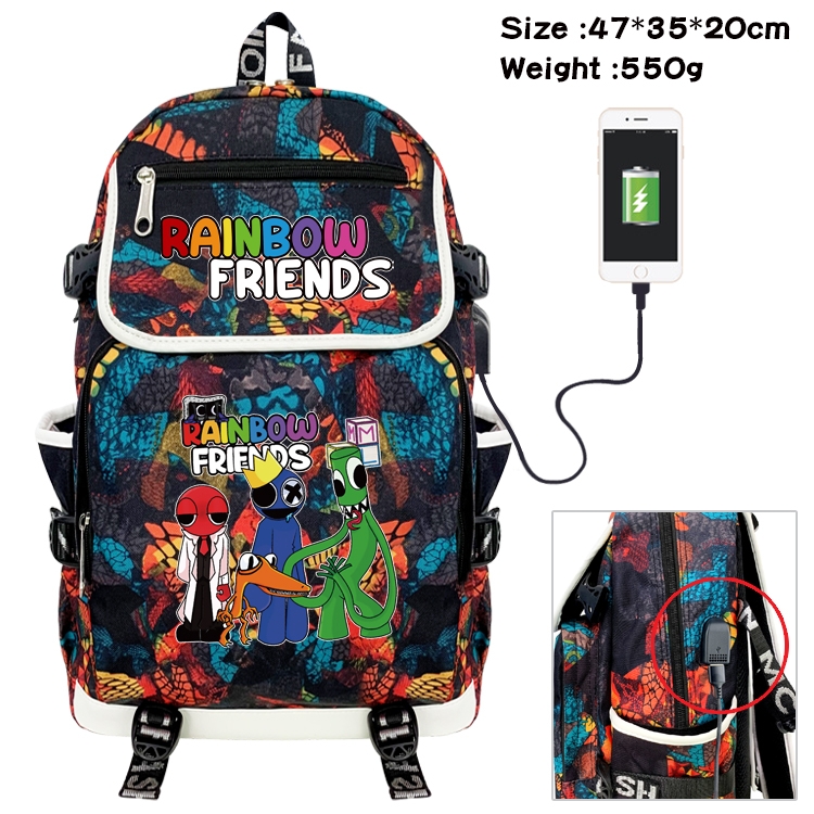 Rainbow friends Camouflage waterproof sail cloth flip backpack student schoolbag 47X35X20CM 550G