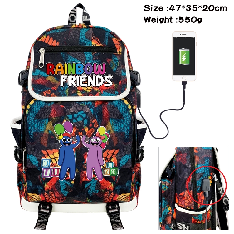 Rainbow friends Camouflage waterproof sail cloth flip backpack student schoolbag 47X35X20CM 550G