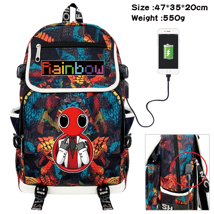 Rainbow friends Camouflage waterproof sail cloth flip backpack student schoolbag 47X35X20CM 550G