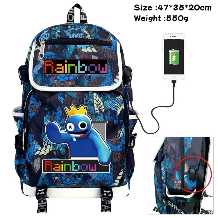 Rainbow friends Camouflage waterproof sail cloth flip backpack student schoolbag 47X35X20CM 550G