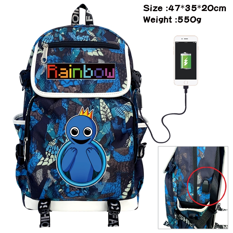 Rainbow friends Camouflage waterproof sail cloth flip backpack student schoolbag 47X35X20CM 550G