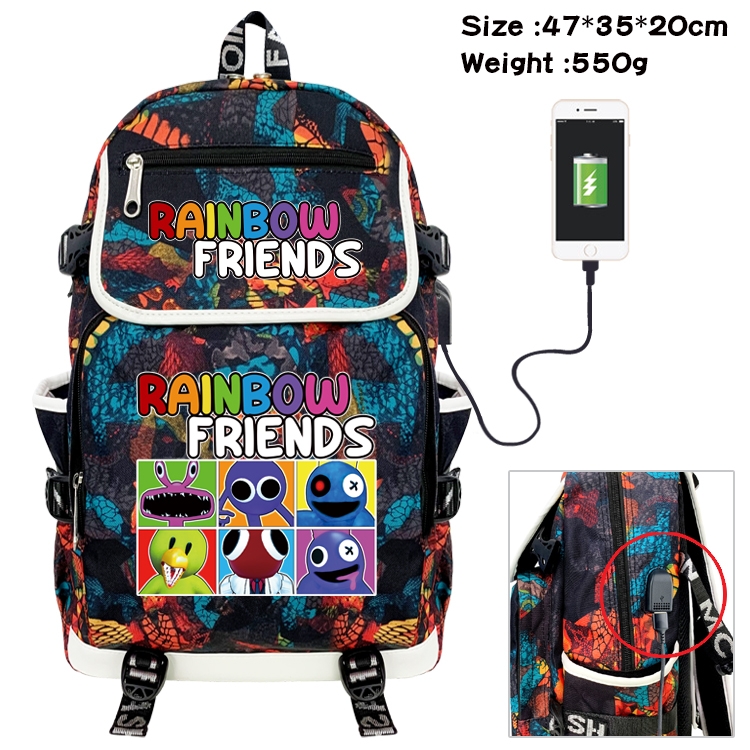 Rainbow friends Camouflage waterproof sail cloth flip backpack student schoolbag 47X35X20CM 550G