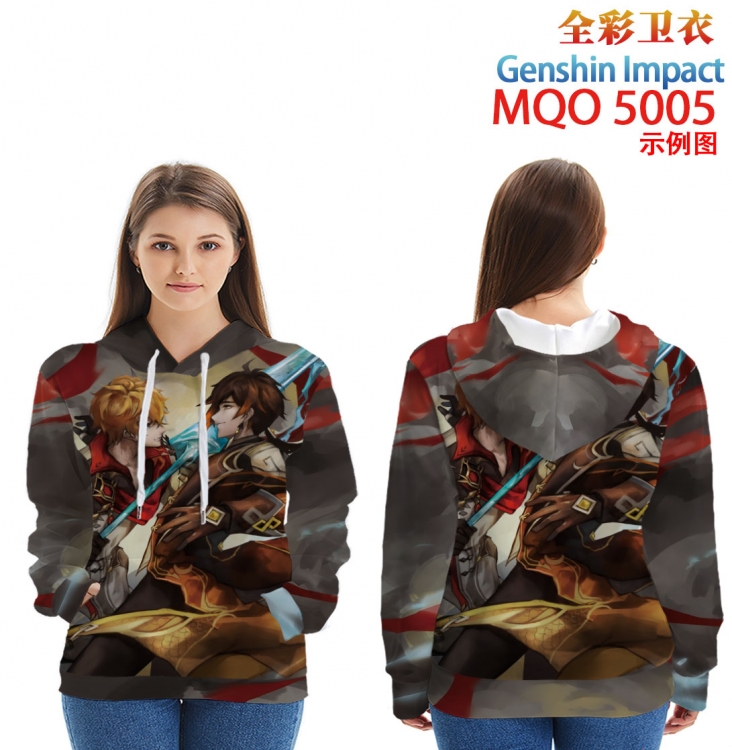 Genshin Impact Long Sleeve Hooded Full Color Patch Pocket Sweatshirt from XXS to 4XL MQO-5005