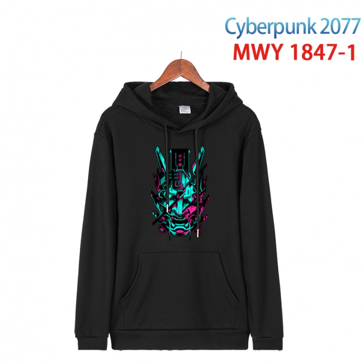 Cyberpunk  Long sleeve hooded patch pocket cotton sweatshirt from 2XS to 4XL  MWY-1847-1