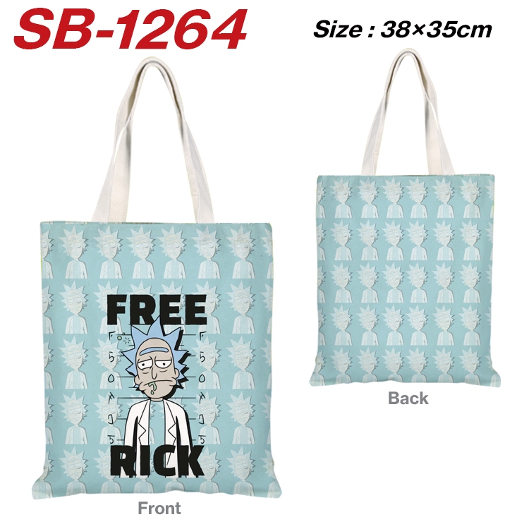 Rick and Morty Anime Canvas Handheld Shoulder Bag Handbag Shopping Bag 38X35CM  SB-1264