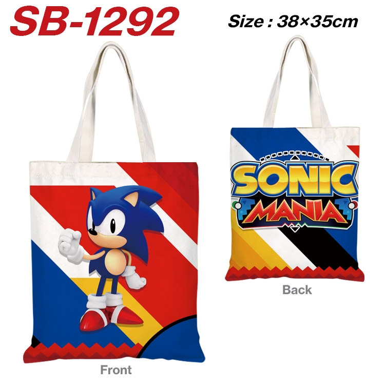 Sonic The Hedgehog Anime Canvas Handheld Shoulder Bag Handbag Shopping Bag 38X35CM  SB-1292