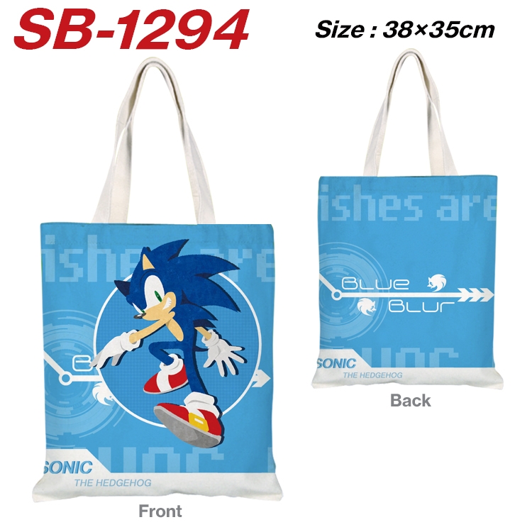 Sonic The Hedgehog Anime Canvas Handheld Shoulder Bag Handbag Shopping Bag 38X35CM  SB-1294