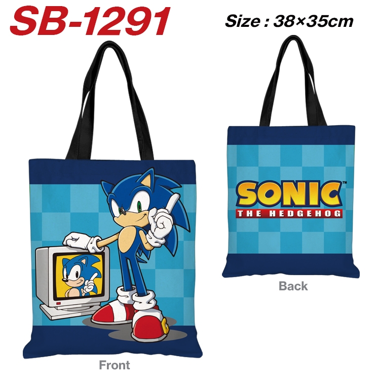 Sonic The Hedgehog Anime Canvas Handheld Shoulder Bag Handbag Shopping Bag 38X35CM   SB-1291