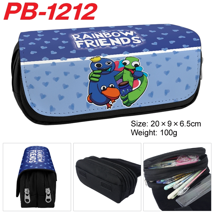 Rainbow Friends Cartoon double-layer zipper canvas stationery case pencil Bag 20×9×6.5cm PB-1212