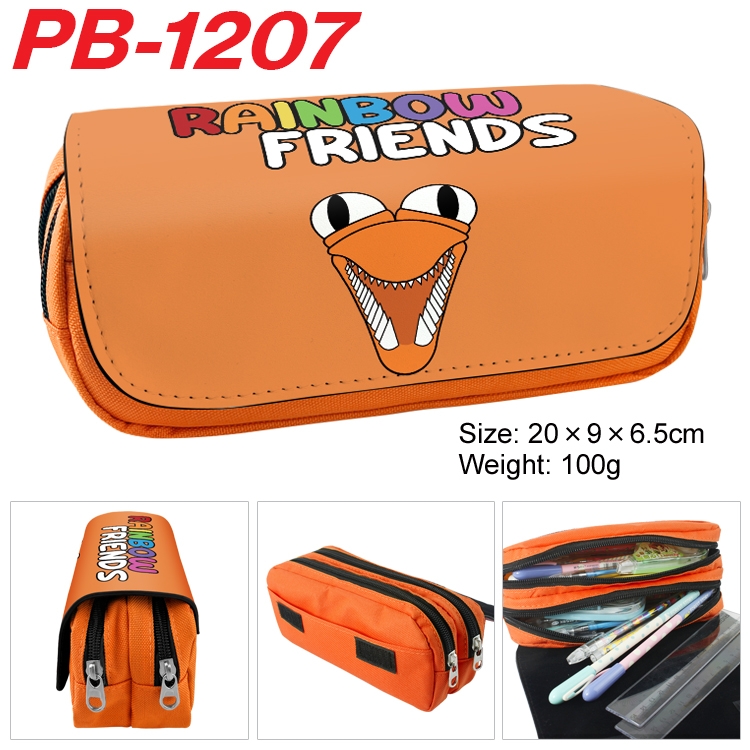 Rainbow Friends Cartoon double-layer zipper canvas stationery case pencil Bag 20×9×6.5cm PB-1207