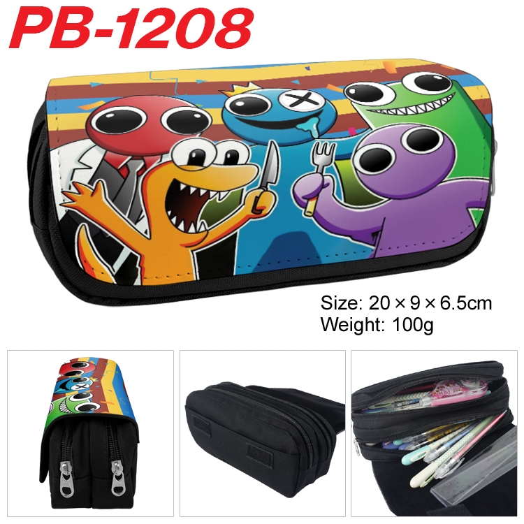 Rainbow Friends Cartoon double-layer zipper canvas stationery case pencil Bag 20×9×6.5cm PB-1208