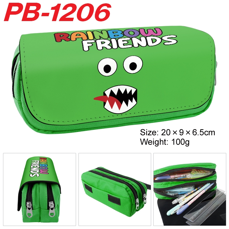 Rainbow Friends Cartoon double-layer zipper canvas stationery case pencil Bag 20×9×6.5cm PB-1206