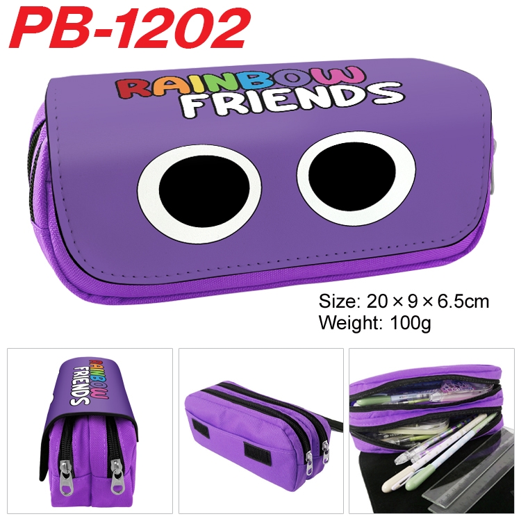 Rainbow Friends Cartoon double-layer zipper canvas stationery case pencil Bag 20×9×6.5cm  PB-1202