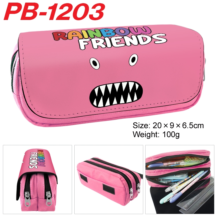 Rainbow Friends Cartoon double-layer zipper canvas stationery case pencil Bag 20×9×6.5cm PB-1203