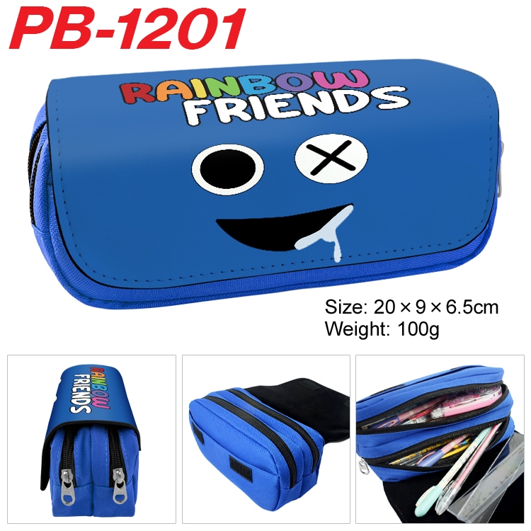 Rainbow Friends Cartoon double-layer zipper canvas stationery case pencil Bag 20×9×6.5cm PB-1201