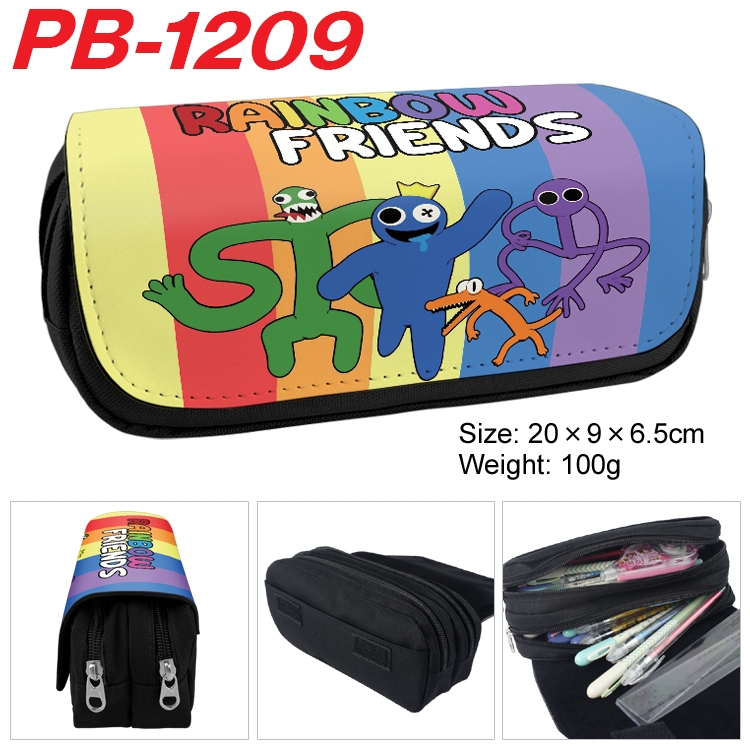 Rainbow Friends Cartoon double-layer zipper canvas stationery case pencil Bag 20×9×6.5cm PB-1209