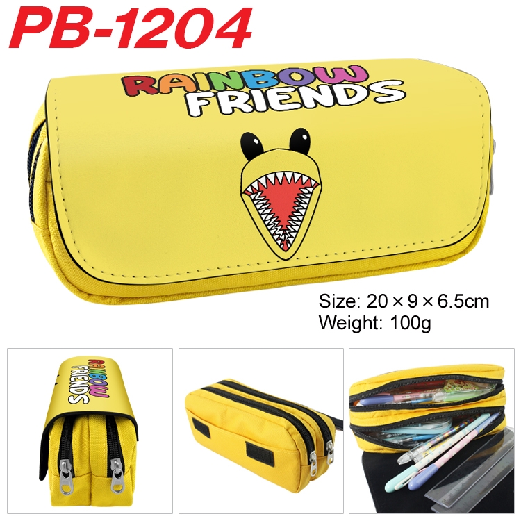 Rainbow Friends Cartoon double-layer zipper canvas stationery case pencil Bag 20×9×6.5cm PB-1204