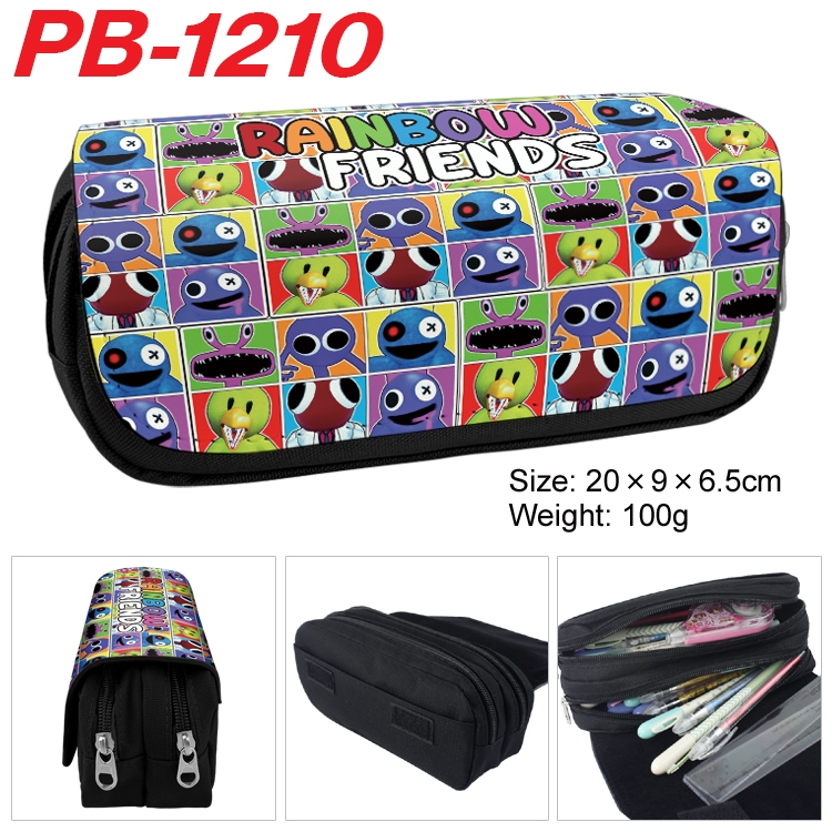 Rainbow Friends Cartoon double-layer zipper canvas stationery case pencil Bag 20×9×6.5cm  PB-1210