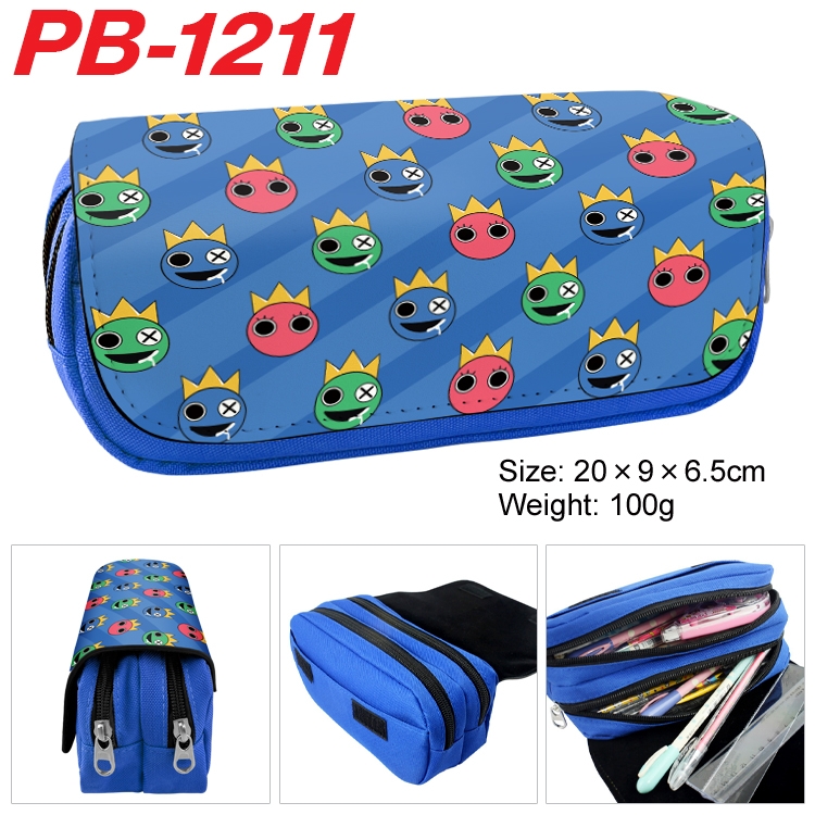 Rainbow Friends Cartoon double-layer zipper canvas stationery case pencil Bag 20×9×6.5cm PB-1211