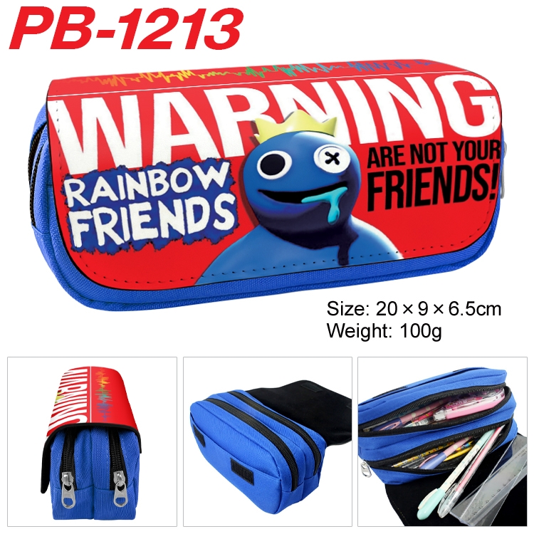 Rainbow Friends Cartoon double-layer zipper canvas stationery case pencil Bag 20×9×6.5cm PB-1213