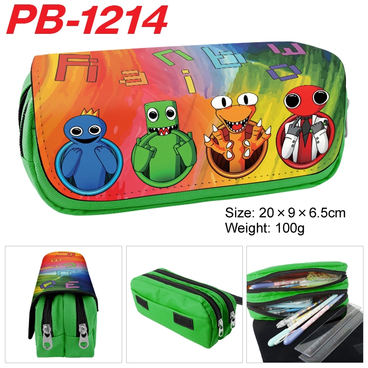 Rainbow Friends Cartoon double-layer zipper canvas stationery case pencil Bag 20×9×6.5cm PB-1214