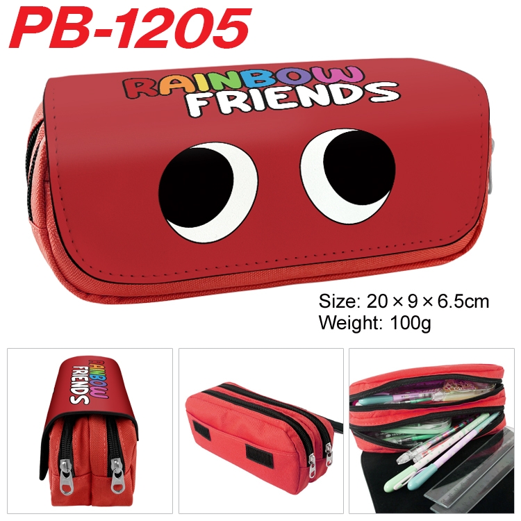 Rainbow Friends Cartoon double-layer zipper canvas stationery case pencil Bag 20×9×6.5cm PB-1205