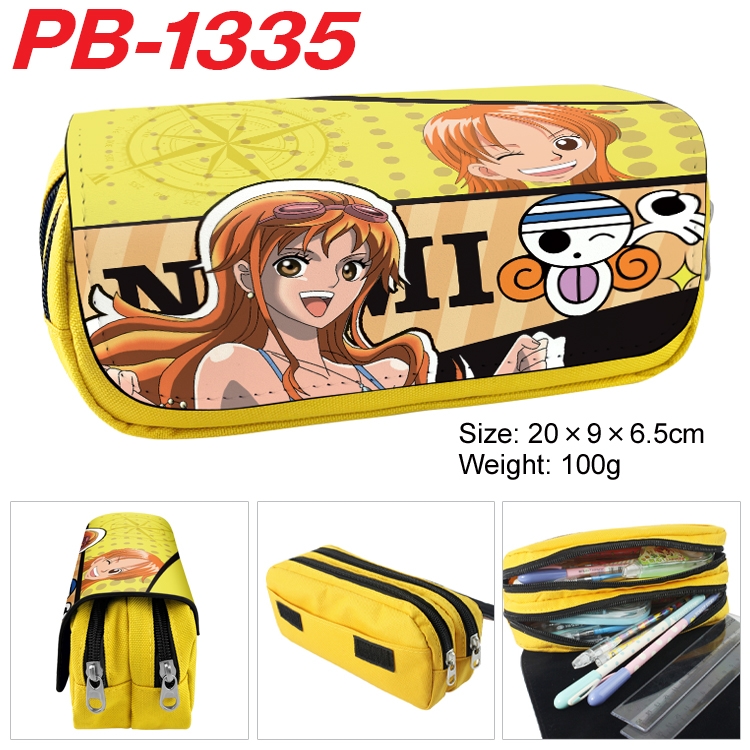 One Piece Cartoon double-layer zipper canvas stationery case pencil Bag 20×9×6.5cm PB-1335