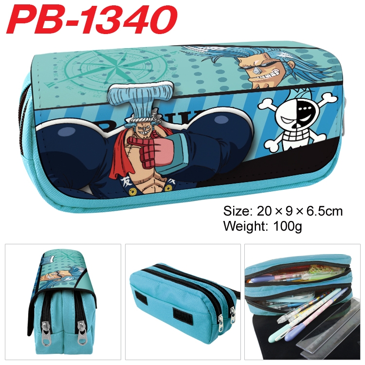 One Piece Cartoon double-layer zipper canvas stationery case pencil Bag 20×9×6.5cm PB-1340