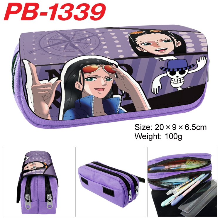 One Piece Cartoon double-layer zipper canvas stationery case pencil Bag 20×9×6.5cm PB-1339