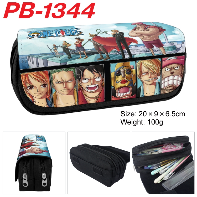 One Piece Cartoon double-layer zipper canvas stationery case pencil Bag 20×9×6.5cm  PB-1344