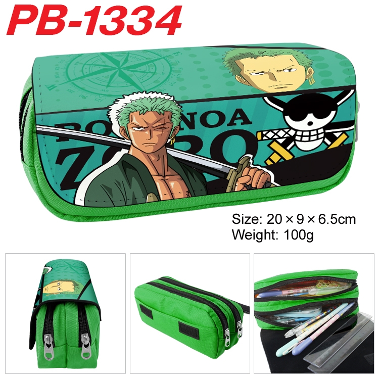 One Piece Cartoon double-layer zipper canvas stationery case pencil Bag 20×9×6.5cm PB-1334